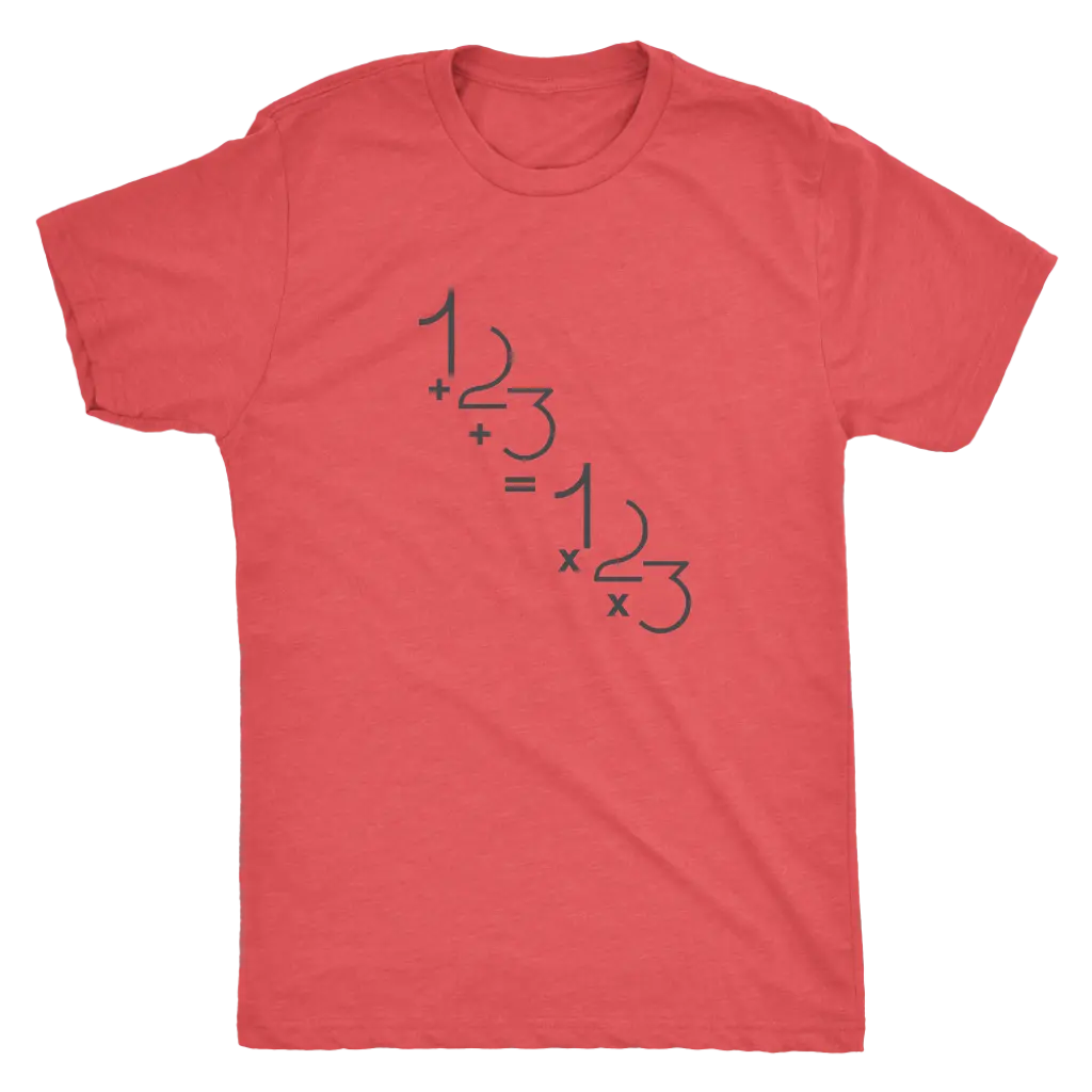 1+2+3=1x2x3 - Addition is equal to multiplicaiton - Math - Triblend T-Shirt Next Level Mens Triblend / Vintage Red / S T-s...