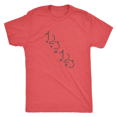 1+2+3=1x2x3 - Addition is equal to multiplicaiton - Math - Triblend T-Shirt Next Level Mens Triblend / Vintage Red / S T-s...