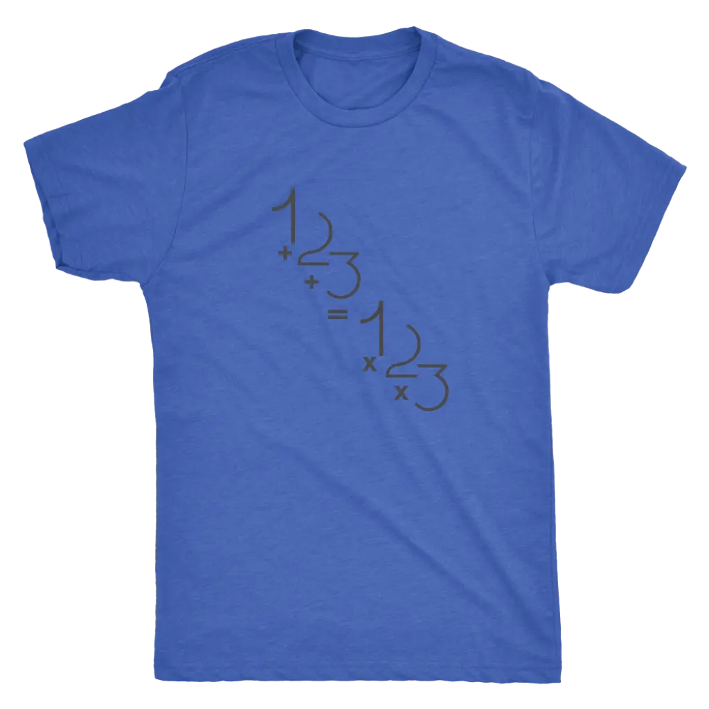 1+2+3=1x2x3 - Addition is equal to multiplicaiton - Math - Triblend T-Shirt Next Level Mens Triblend / Vintage Royal / S T...