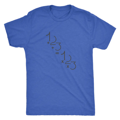 1+2+3=1x2x3 - Addition is equal to multiplicaiton - Math - Triblend T-Shirt Next Level Mens Triblend / Vintage Royal / S T...