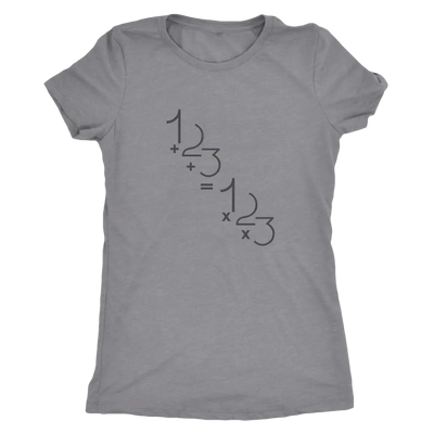 1+2+3=1x2x3 - Addition is equal to multiplicaiton - Math - Triblend T-Shirt Next Level Womens Triblend / Heather Grey / S ...