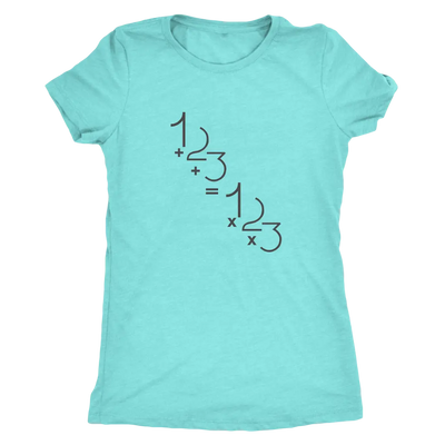 1+2+3=1x2x3 - Addition is equal to multiplicaiton - Math - Triblend T-Shirt Next Level Womens Triblend / Tahiti Blue / S T...