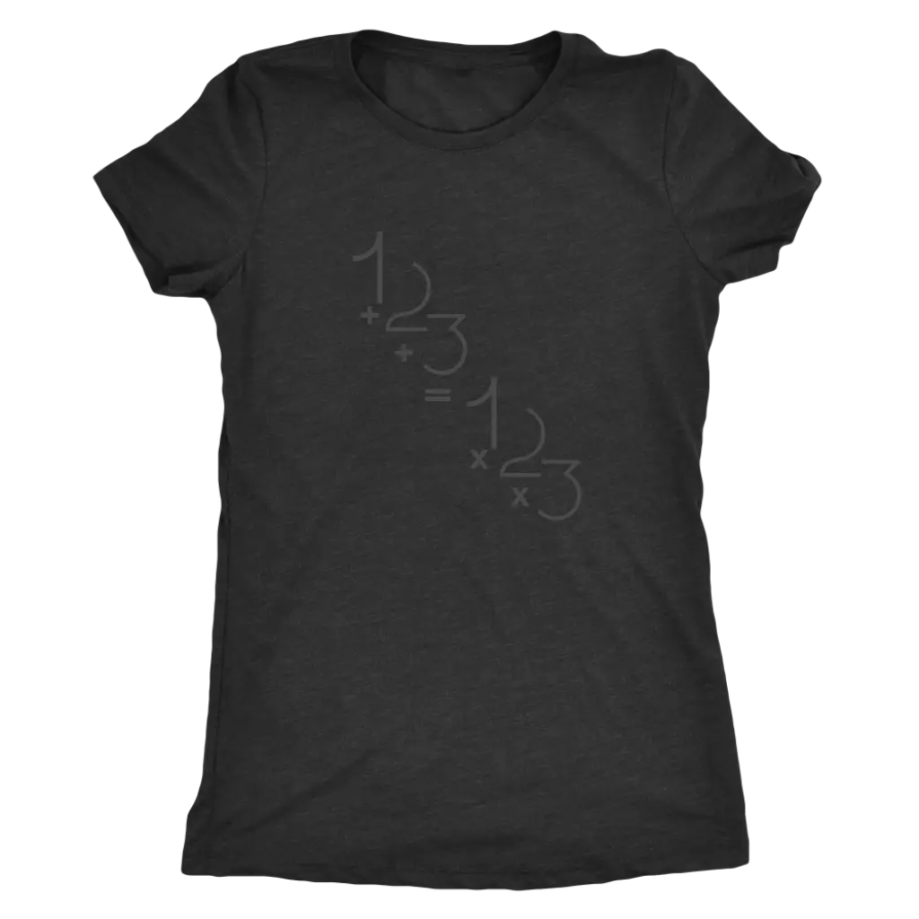 1+2+3=1x2x3 - Addition is equal to multiplicaiton - Math - Triblend T-Shirt Next Level Womens Triblend / Vintage Black / S...