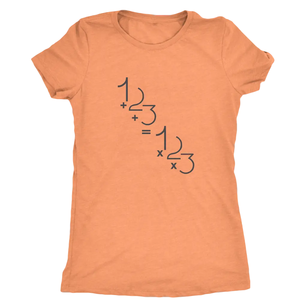 1+2+3=1x2x3 - Addition is equal to multiplicaiton - Math - Triblend T-Shirt Next Level Womens Triblend / Vintage Light Ora...