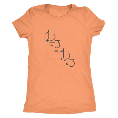 1+2+3=1x2x3 - Addition is equal to multiplicaiton - Math - Triblend T-Shirt Next Level Womens Triblend / Vintage Light Ora...