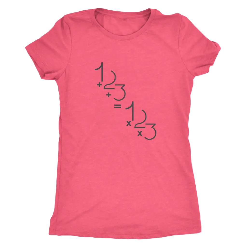 1+2+3=1x2x3 - Addition is equal to multiplicaiton - Math - Triblend T-Shirt Next Level Womens Triblend / Vintage Light Pin...