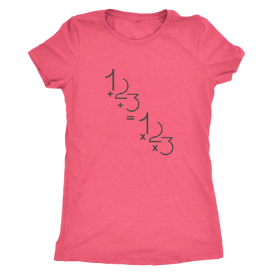 1+2+3=1x2x3 - Addition is equal to multiplicaiton - Math - Triblend T-Shirt Next Level Womens Triblend / Vintage Light Pin...