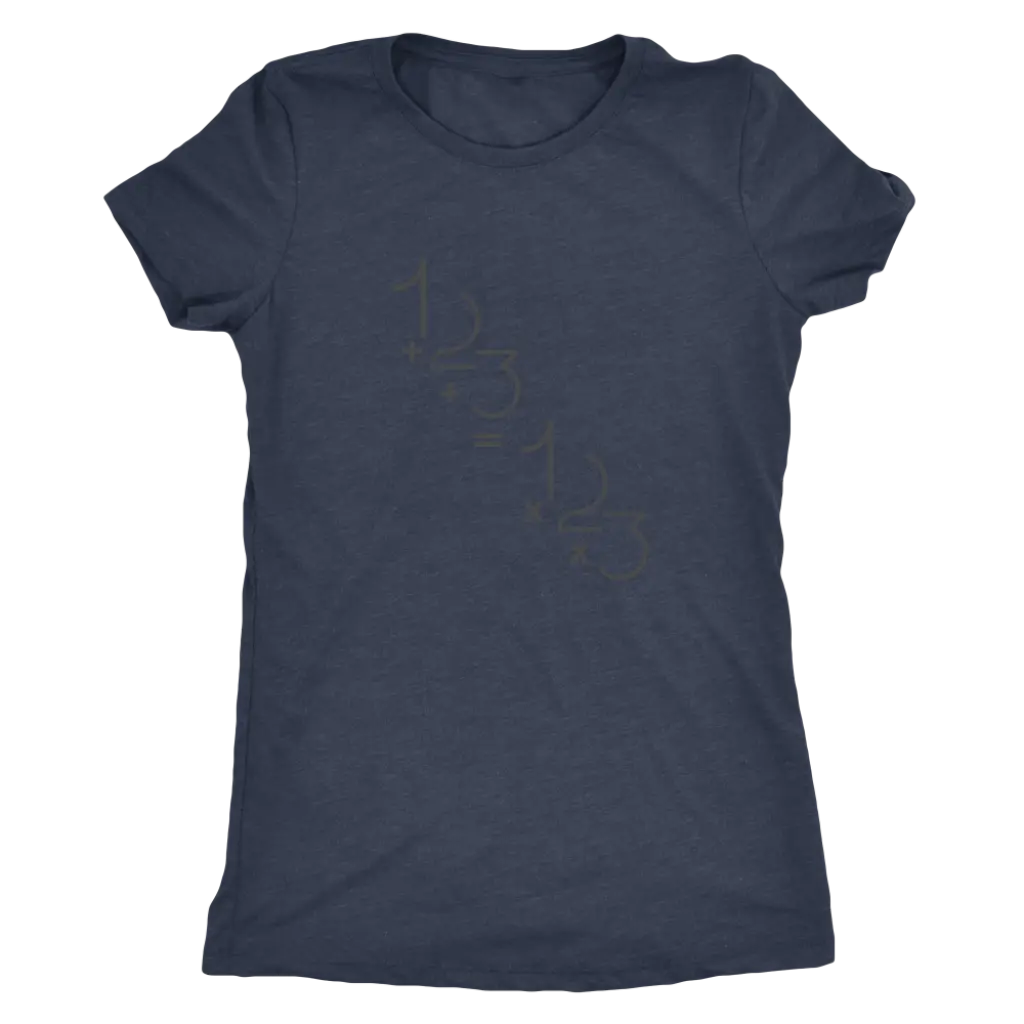 1+2+3=1x2x3 - Addition is equal to multiplicaiton - Math - Triblend T-Shirt Next Level Womens Triblend / Vintage Navy / S ...