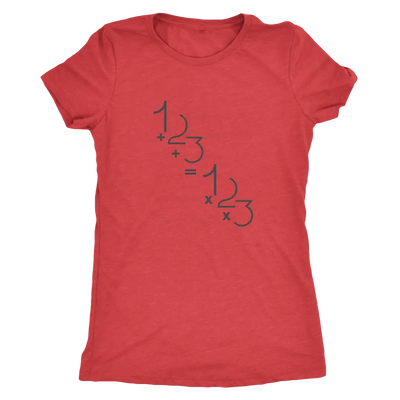 1+2+3=1x2x3 - Addition is equal to multiplicaiton - Math - Triblend T-Shirt Next Level Womens Triblend / Vintage Red / S T...