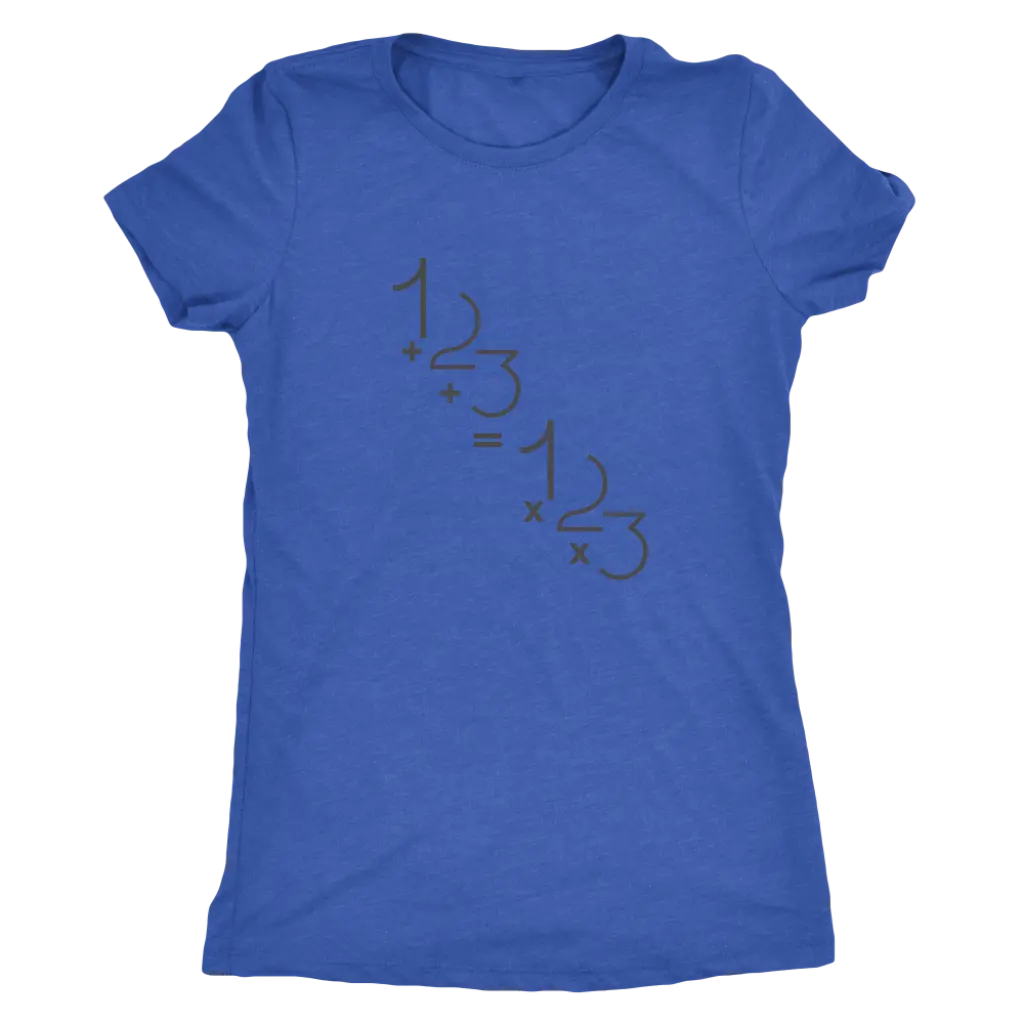 1+2+3=1x2x3 - Addition is equal to multiplicaiton - Math - Triblend T-Shirt Next Level Womens Triblend / Vintage Royal / S...