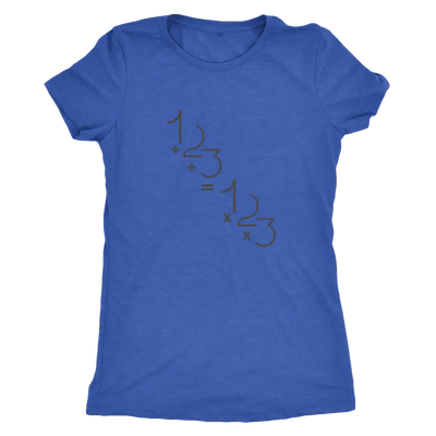 1+2+3=1x2x3 - Addition is equal to multiplicaiton - Math - Triblend T-Shirt Next Level Womens Triblend / Vintage Royal / S...