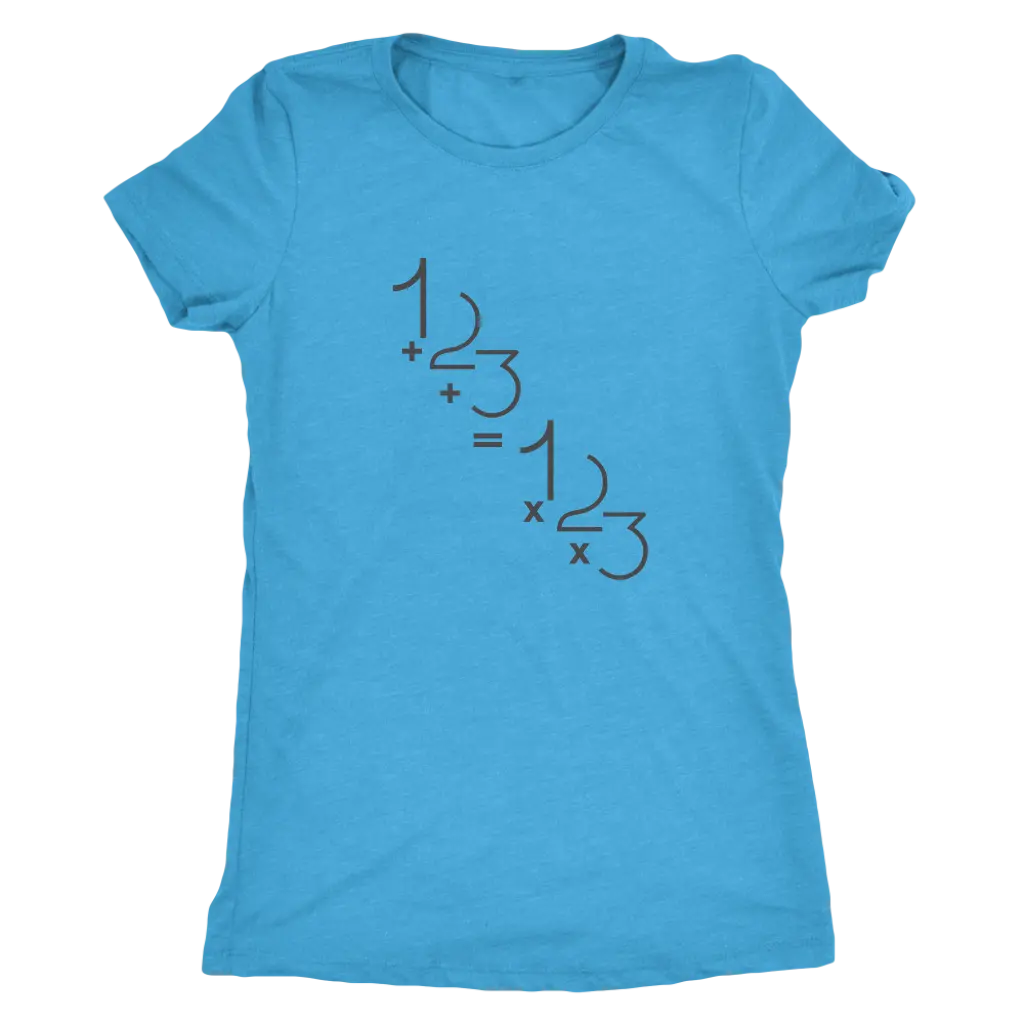 1+2+3=1x2x3 - Addition is equal to multiplicaiton - Math - Triblend T-Shirt Next Level Womens Triblend / Vintage Turquoise...