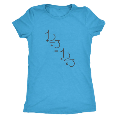 1+2+3=1x2x3 - Addition is equal to multiplicaiton - Math - Triblend T-Shirt Next Level Womens Triblend / Vintage Turquoise...