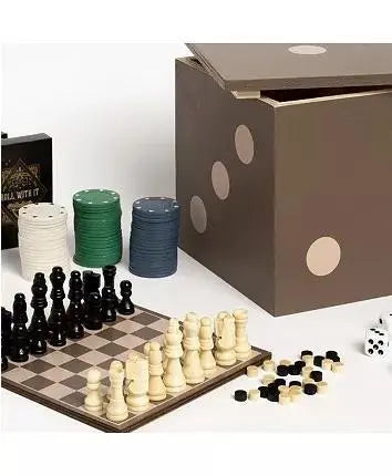5 in 1 Backgammon, checkers, chess, dice, cards, and poker chips  Combo Game Set | Buy from Asteria One