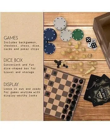 5 in 1 Backgammon, checkers, chess, dice, cards, and poker chips  Combo Game Set | Buy from Asteria One