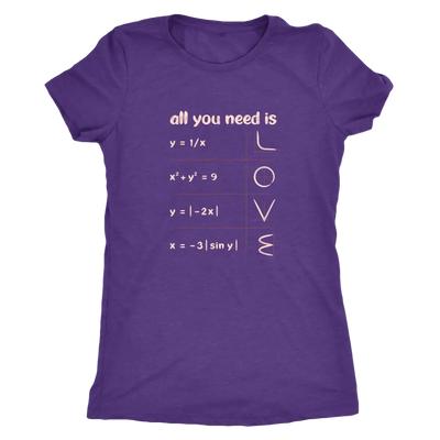 All you need is love - math equations and plot - Triblend T-Shirt Next Level Womens Triblend / Purple Rush / S T-shirt | B...