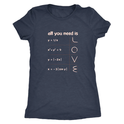 All you need is love - math equations and plot - Triblend T-Shirt Next Level Womens Triblend / Vintage Navy / S T-shirt | ...