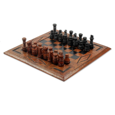 Ananse Hardwood and Leather Chess Set  Chess Sets | Buy from Asteria One