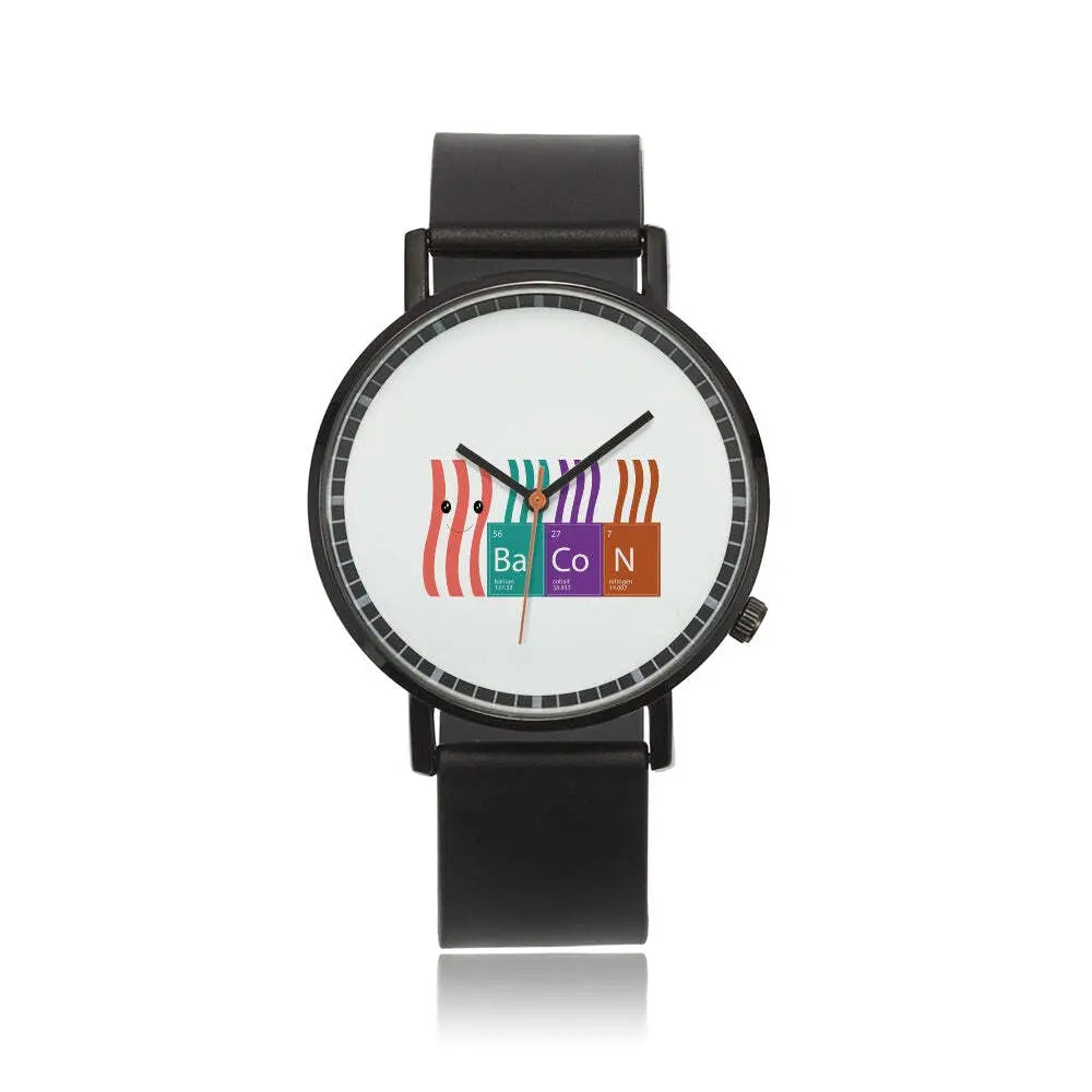Bacon periodic table - Genuine Leather Strap Water-resistant Automatic Watch White / Bacon periodic table - Genuine Leathe...
