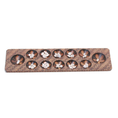 Batik Wood and Stone Dakon / Mancala Board Game   | Buy from Asteria One