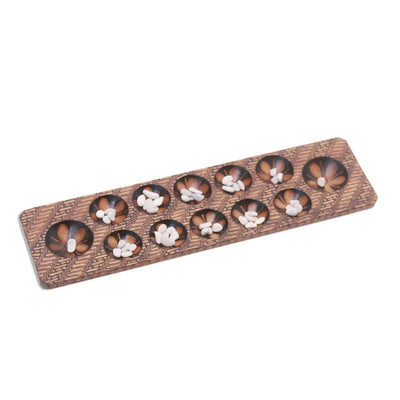 Batik Wood and Stone Dakon / Mancala Board Game   | Buy from Asteria One