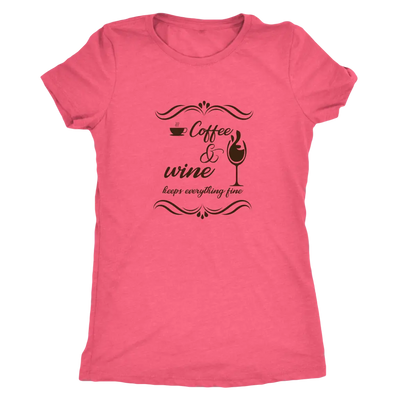 Coffee and wine makes everything fine - Triblend T-Shirt Next Level Womens Triblend / Vintage Light Pink / S T-shirt | Buy...