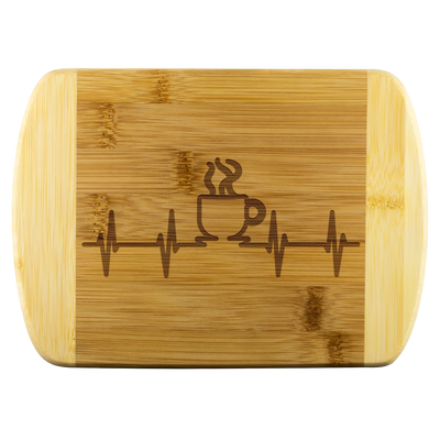 Coffee is the life line - Round Edge Wood Cutting Board Small - 8"x5.75" Wood Cutting Boards | Buy from Asteria One