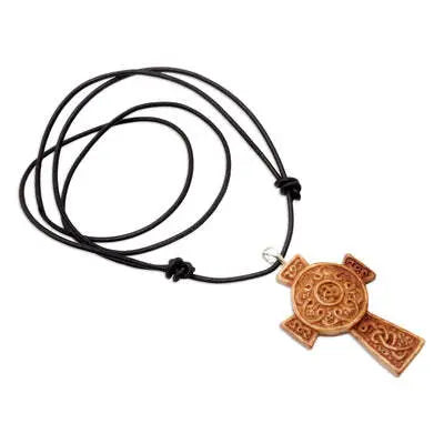 "Cross of Two Worlds" Leather Cord Pendant Necklace  Jewelry | Buy from Asteria One