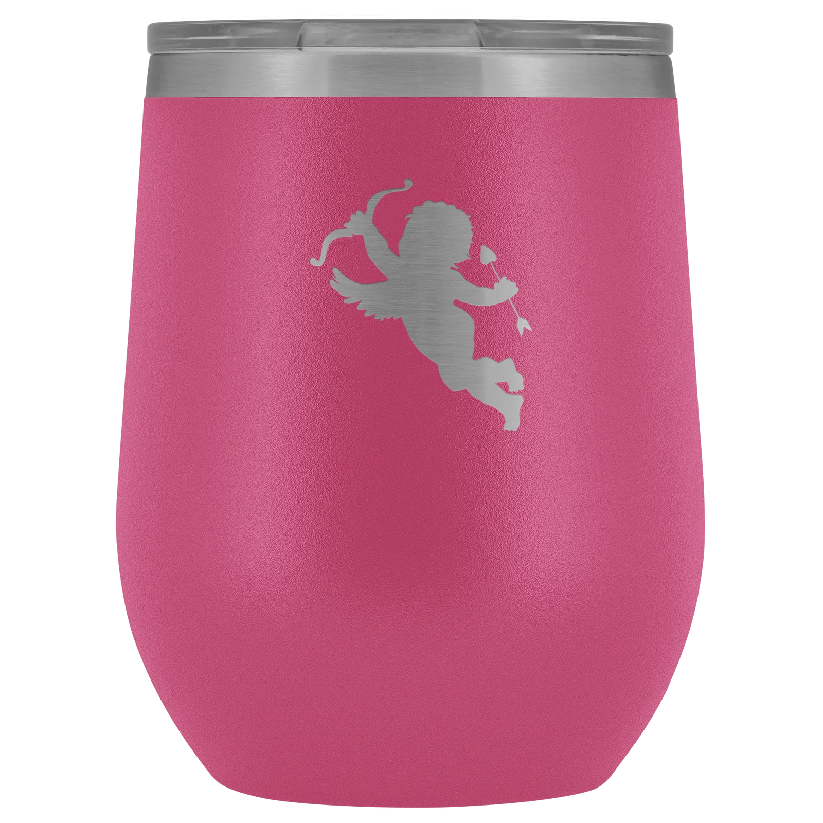 Cupid stainless steel vacuum insulated Stemless Wine Tumbler with clear lid Pink Wine Tumbler | Buy from Asteria One