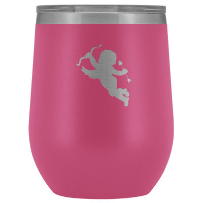 Cupid stainless steel vacuum insulated Stemless Wine Tumbler with clear lid Pink Wine Tumbler | Buy from Asteria One
