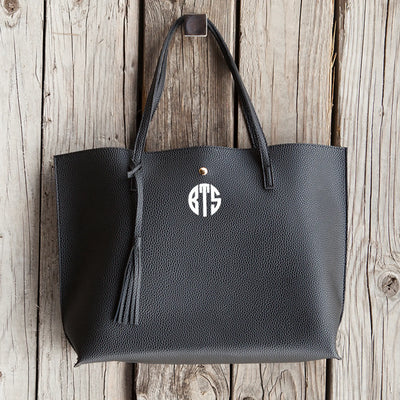 Customizeable / personalizable Monogram Vegan Faux Leather Handbags Black / Curly Monogrammed Personalized Products | Buy ...