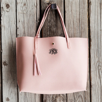 Customizeable / personalizable Monogram Vegan Faux Leather Handbags Pink / Curly Monogrammed Personalized Products | Buy f...