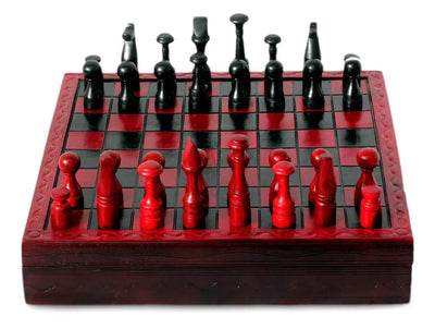 Handcrafted African Wood and Leather Chess Set  Chess Sets | Buy from Asteria One