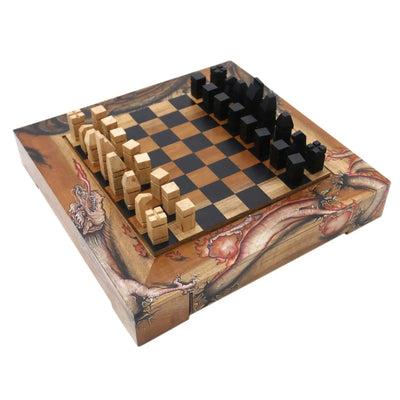 Handcrafted wood designer chess set with storage  Chess Sets | Buy from Asteria One