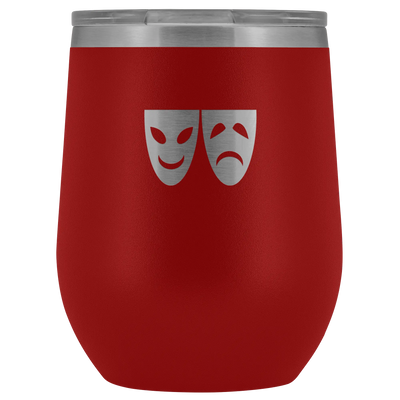 Happy and Sad Face masks stainless steel vacuum insulated Stemless Wine Tumbler with clear lid Red Wine Tumbler | Buy from...