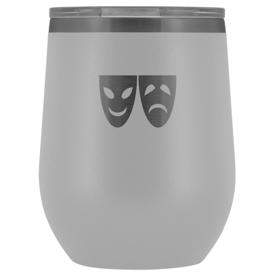 Happy and Sad Face masks stainless steel vacuum insulated Stemless Wine Tumbler with clear lid White Wine Tumbler | Buy fr...