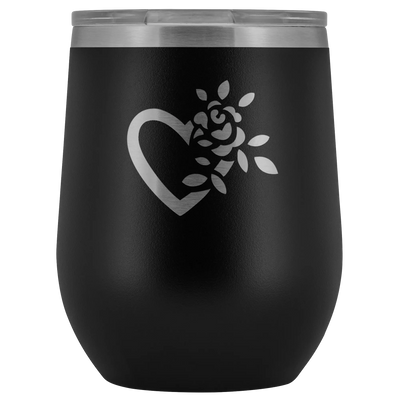 Laser etched flowering heart Wine Tumbler Black Wine Tumbler | Buy from Asteria One