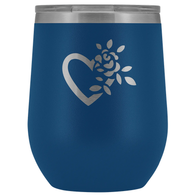 Laser etched flowering heart Wine Tumbler Blue Wine Tumbler | Buy from Asteria One