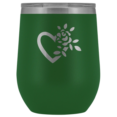 Laser etched flowering heart Wine Tumbler Green Wine Tumbler | Buy from Asteria One