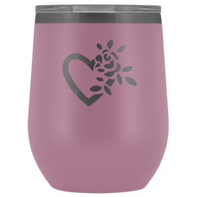 Laser etched flowering heart Wine Tumbler Light Purple Wine Tumbler | Buy from Asteria One