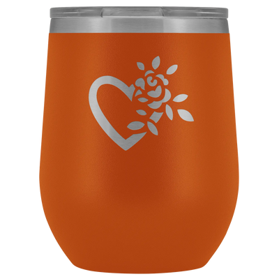 Laser etched flowering heart Wine Tumbler Orange Wine Tumbler | Buy from Asteria One