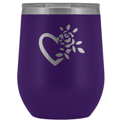 Laser etched flowering heart Wine Tumbler Purple Wine Tumbler | Buy from Asteria One