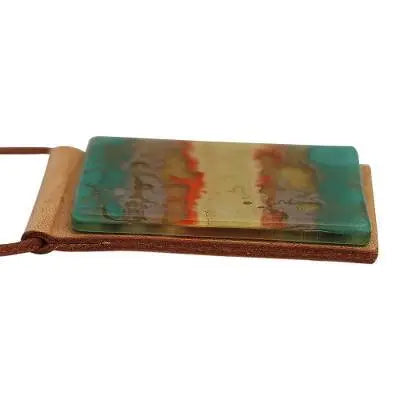 Layered Glass and Leather Pendant Necklace from Brazil, "Seaside"  Jewelry | Buy from Asteria One