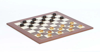 Maple and Walnut finish wood checkers with  Board Set Traditional  | Buy from Asteria One
