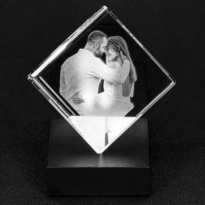 Personalized Crystal - Cut-Corner Cube with optional LED base Cut Corner Cube / Crystal Only Crystal | Buy from Asteria One