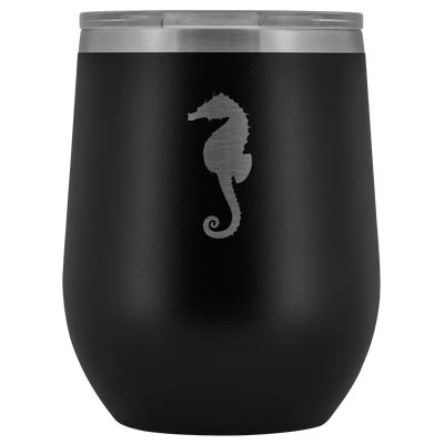 Sea horse stainless steel vacuum insulated Stemless Wine Tumbler with clear lid Black Wine Tumbler | Buy from Asteria One