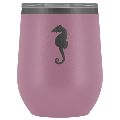 Sea horse stainless steel vacuum insulated Stemless Wine Tumbler with clear lid Light Purple Wine Tumbler | Buy from Aster...