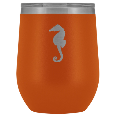 Sea horse stainless steel vacuum insulated Stemless Wine Tumbler with clear lid Orange Wine Tumbler | Buy from Asteria One