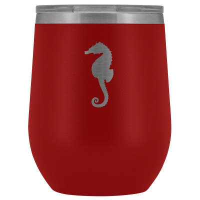 Sea horse stainless steel vacuum insulated Stemless Wine Tumbler with clear lid Red Wine Tumbler | Buy from Asteria One
