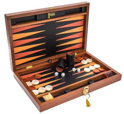 Walnut Professional Tournament backgammon set Made in Italy with brass latch 24kt gold plated with lock & key  Board Games...